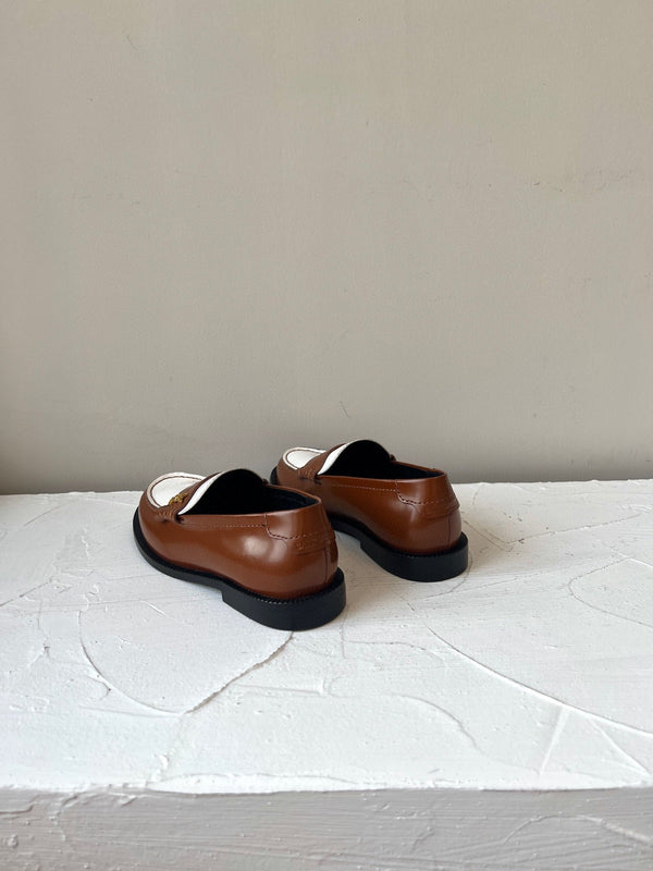SL LE LOAFER IN PELLE DI VITELLO MARRONE E BIANCO