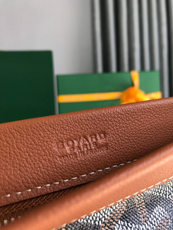 CONTI POUCH 24 IN PELLE DI AGNELLO TAN E TELA GOYARDINE NERA