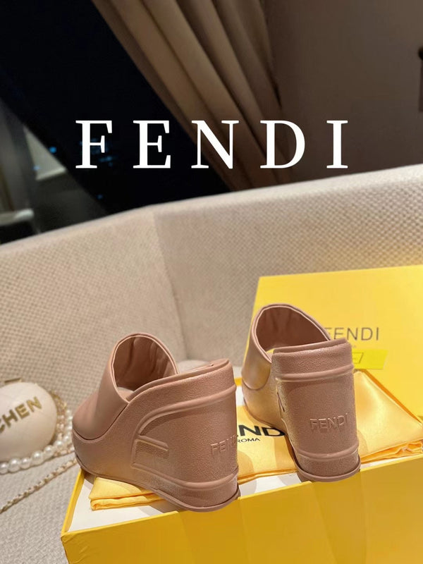 FENDI BAGUETTE WEDGE PLATFORM  85MM IN ASH BROWN CALFSKIN