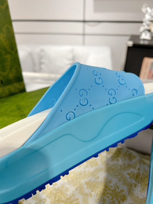 GC 25 50mm Monogram Slide Sandal Sky Blue White Cowhide 292392