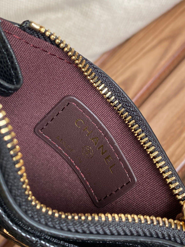 CC A84105 Coin Case Black Gold Metal Caviar 240745