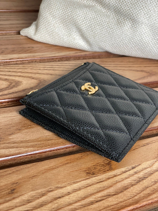 CC A84105 Coin Case Black Gold Metal Caviar 240745