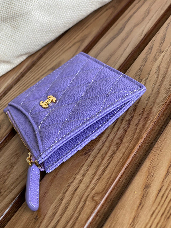 CC A84105 Coin Case Purple Gold Metal Caviar 240731