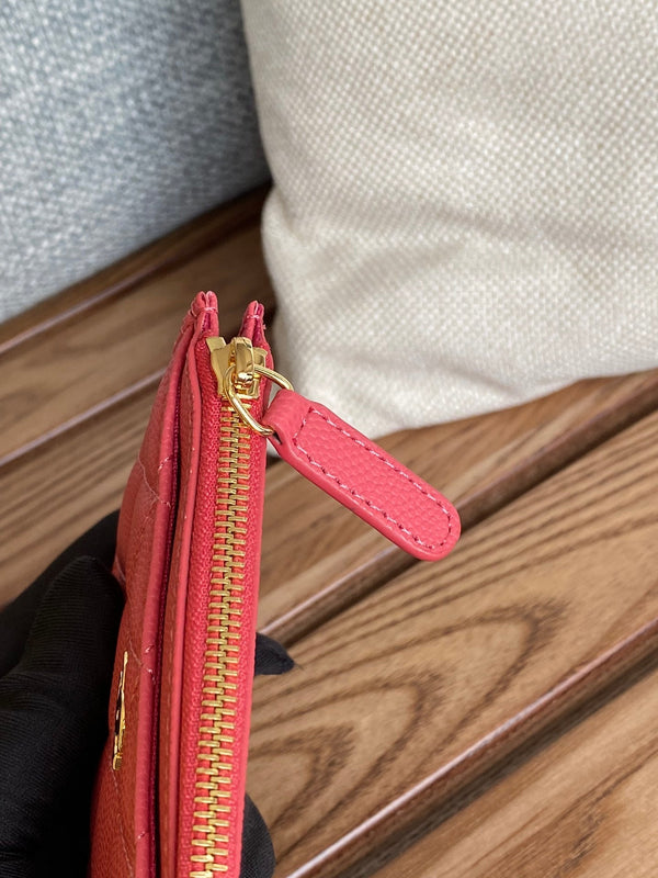 CC A84105 Coin Case Pink Gold Metal Caviar 240733