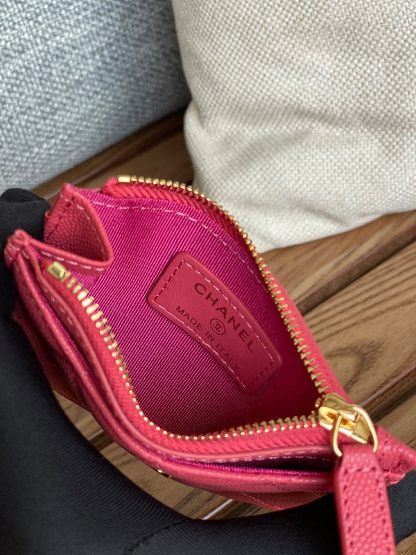 CC A84105 Coin Case Pink Gold Metal Caviar 240733