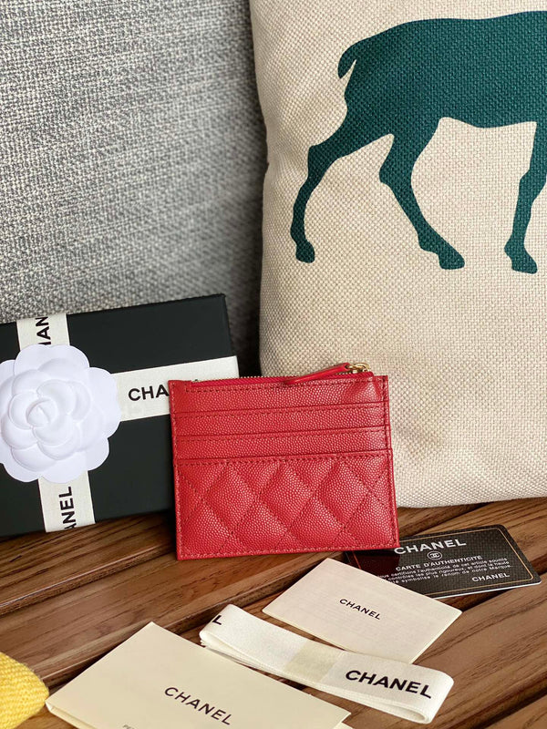 CC A84105 Coin Case Red Gold Metal Caviar 240739