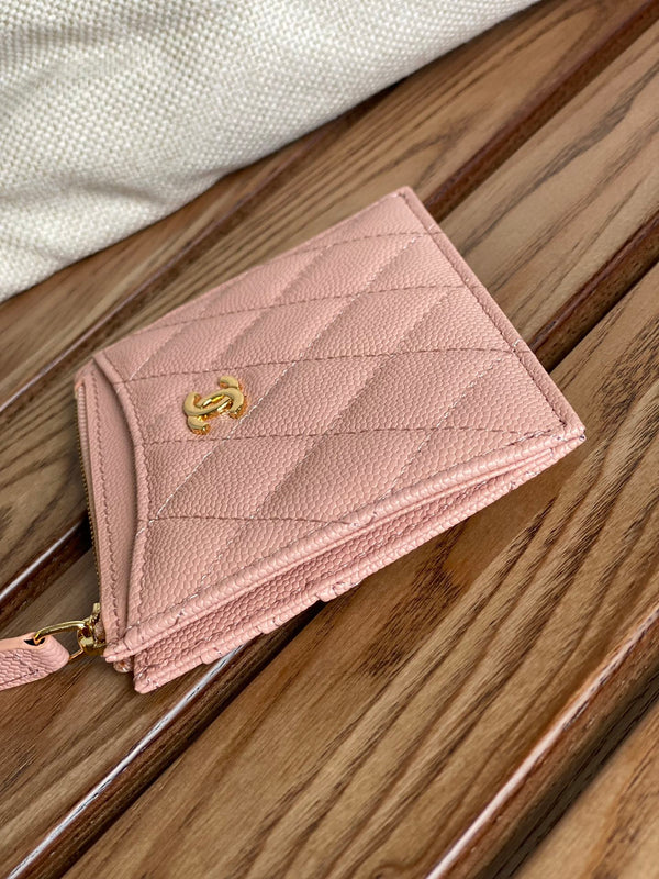 CC A84105 Coin Case Pink Gold Metal Caviar 240743