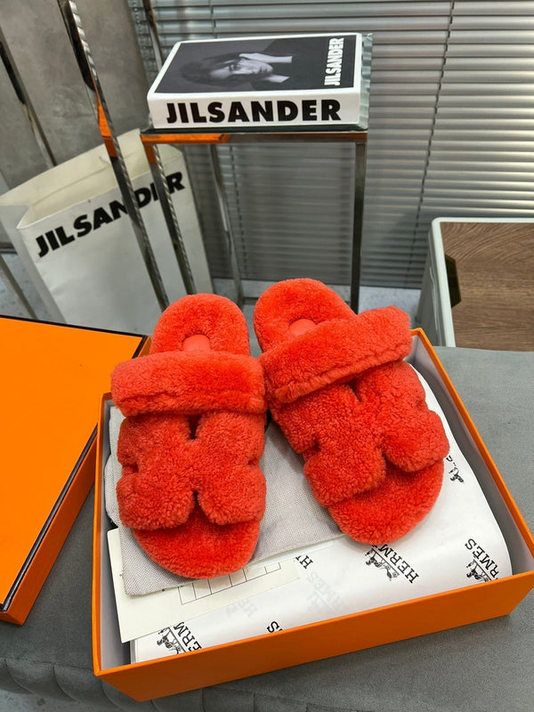 HM Chypre Sandal Red Orange Fleece Wool  953868