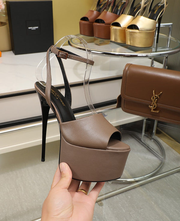 SL SUPER HIGH HEELS SANDAL ASH BROWN CALFSKIN