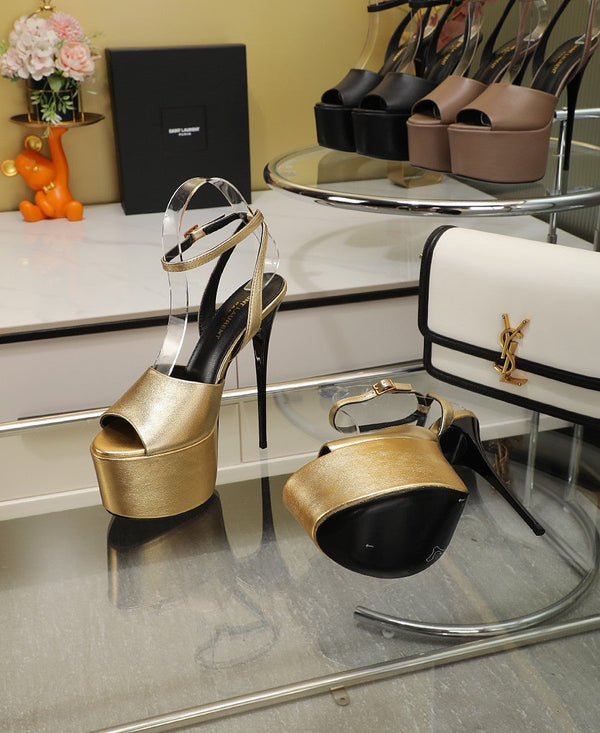 SL SUPER HIGH HEELS SANDAL METALLIC GOLD CALFSKIN
