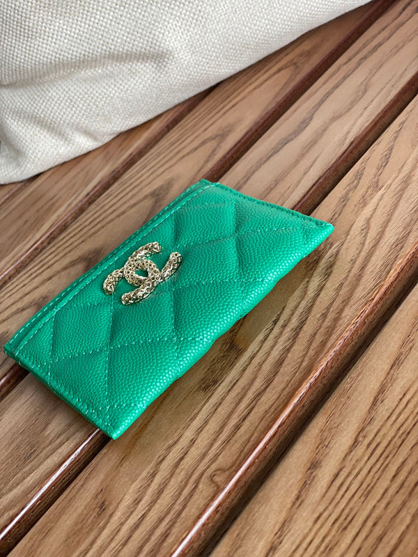 cc card holder 10cm dark green caviar