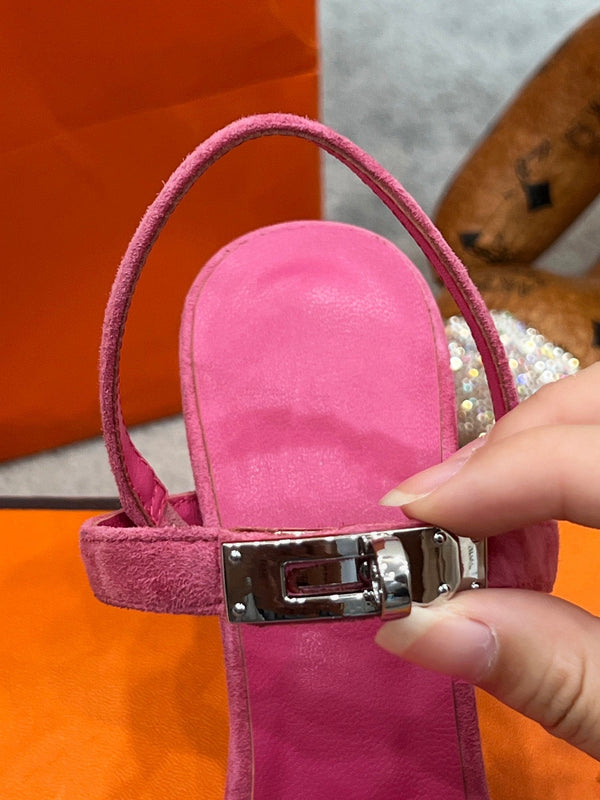 Sandalo Glamour 75 in camoscio rosa