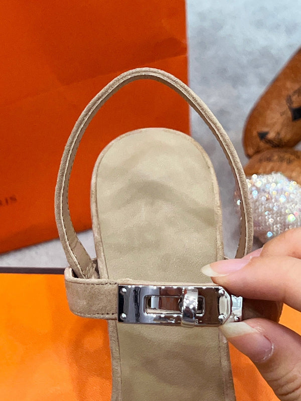 Sandalo Glamour 75 in pelle scamosciata marrone chiaro