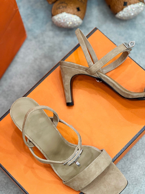 Sandalo Glamour 75 in pelle scamosciata marrone chiaro