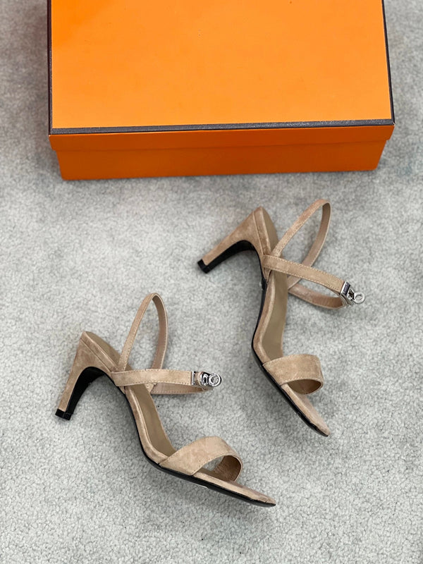 Sandalo Glamour 75 in pelle scamosciata marrone chiaro