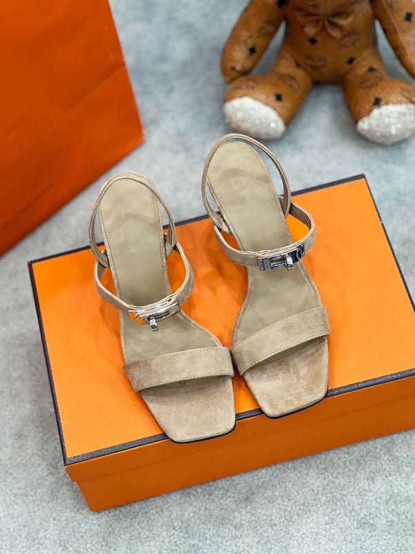 Sandalo Glamour 75 in pelle scamosciata marrone chiaro