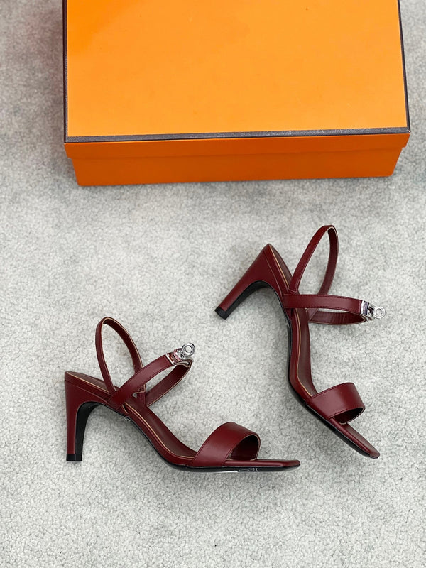 Glamour 75 Sandal Red Brown Leather