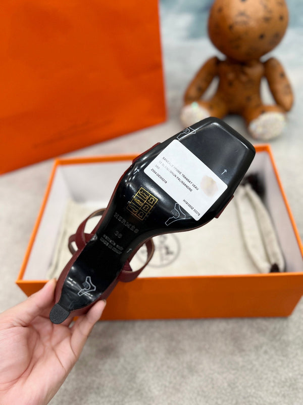 Glamour 75 Sandal Red Brown Leather