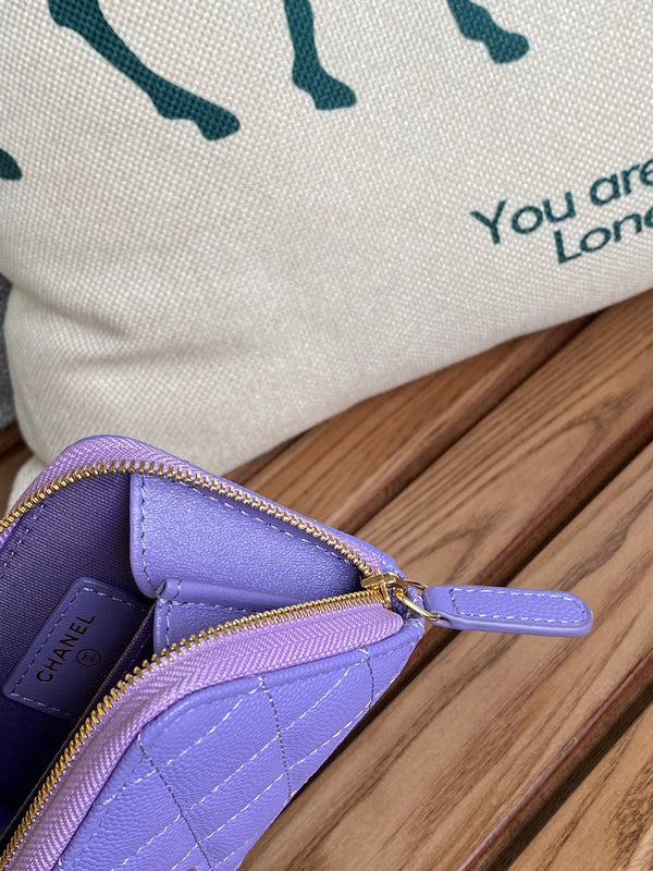 CC 22A Zippy Coin Purse Purple Caviar GHW 223900