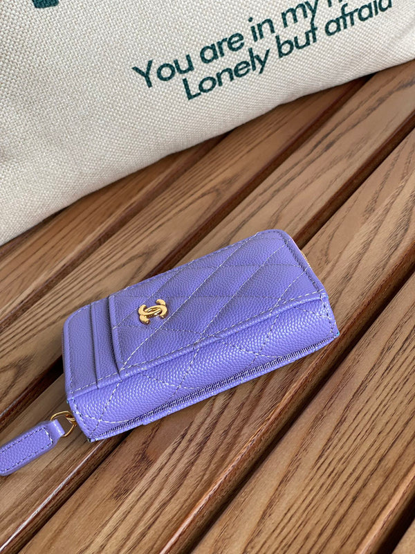 CC 22A Zippy Coin Purse Purple Caviar GHW 223900