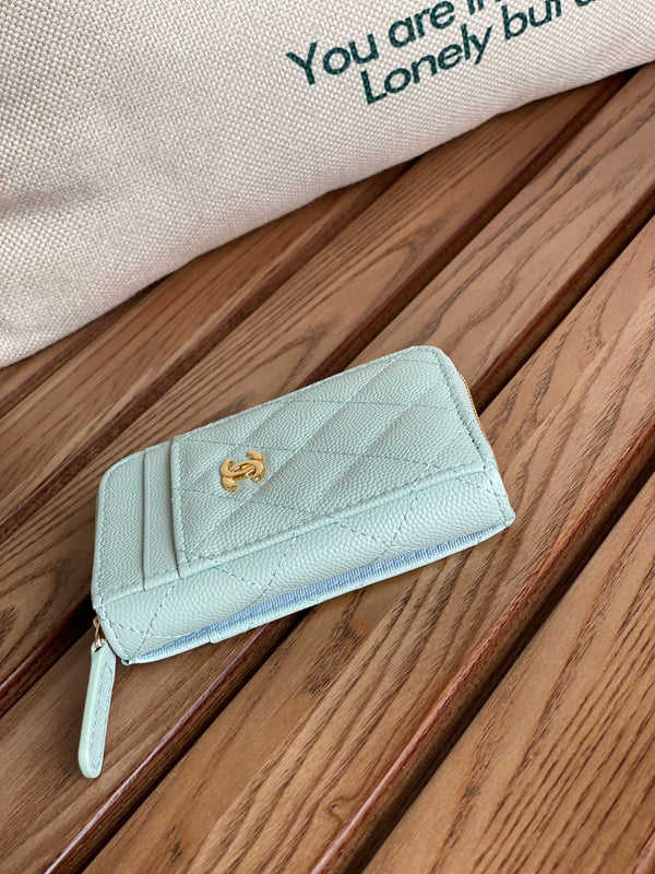 CC 22A Zippy Coin Purse Light Blue Caviar GHW 223904