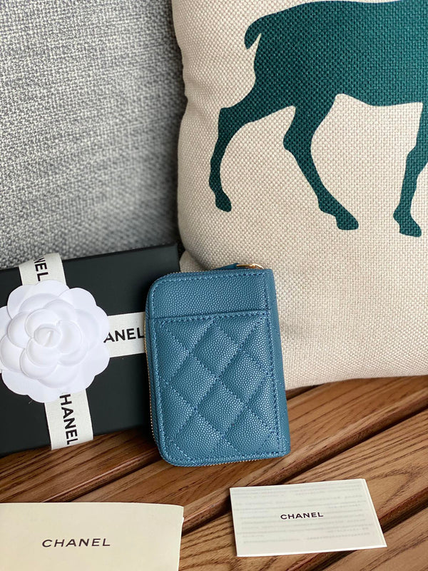 CC 22A Zippy Coin Purse Blue Caviar GHW 223908