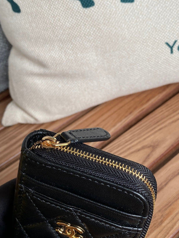 CC 22A Zippy Coin Purse Black Sheepskin GHW 223920