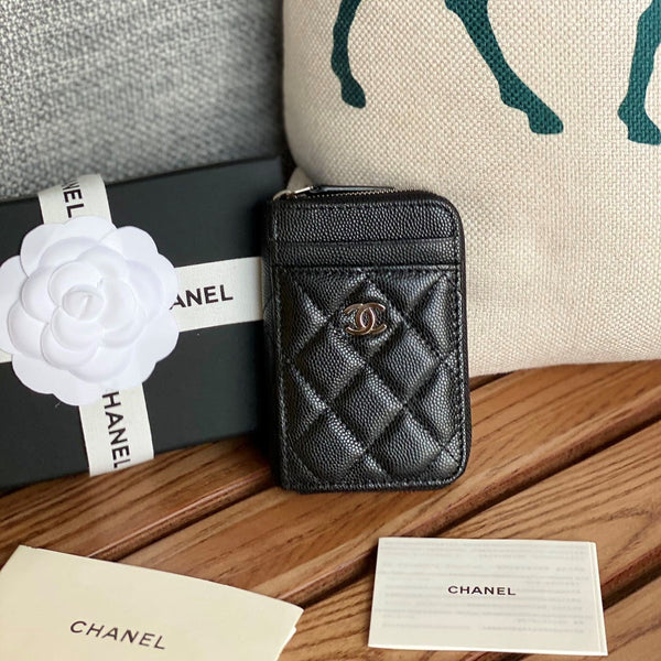 CC 22A Portamonete Zippy Nero Caviale Argento Acciaio 223924