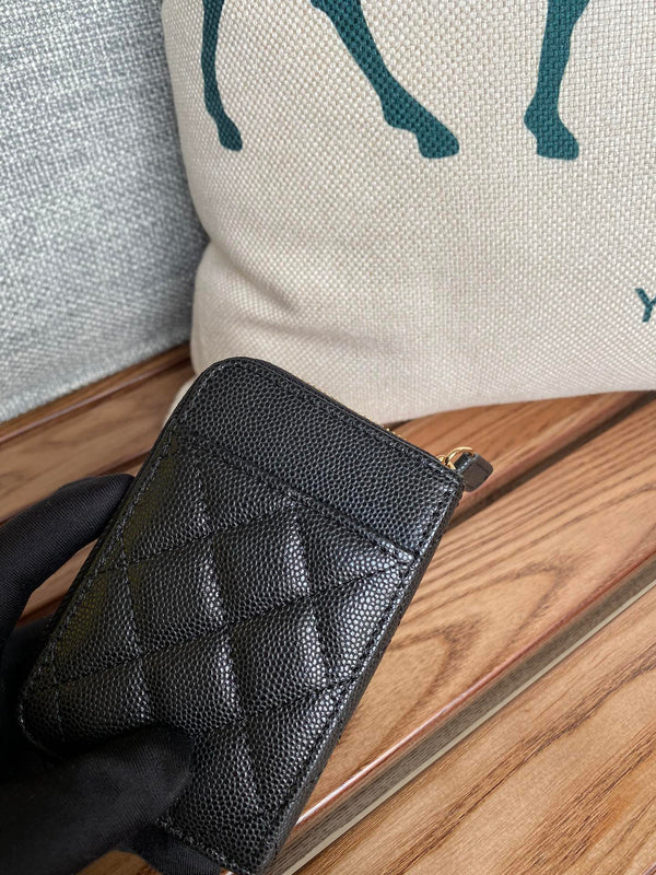 CC 22A Zippy Coin Purse Black Caviar GHW 223922