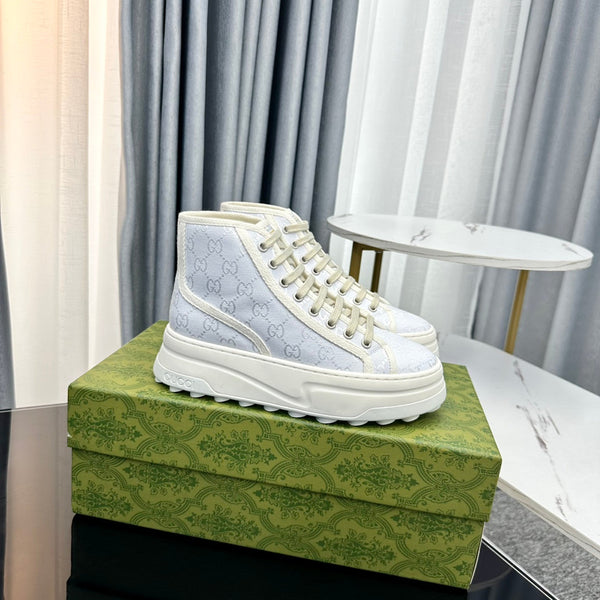 GG HIGH TOP SNEAKER FLATFORM PASTEL BLUE CANVAS