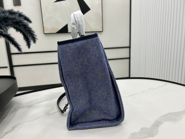 CC Deauville Tweed Bag Black Leather Silver Hardware 12