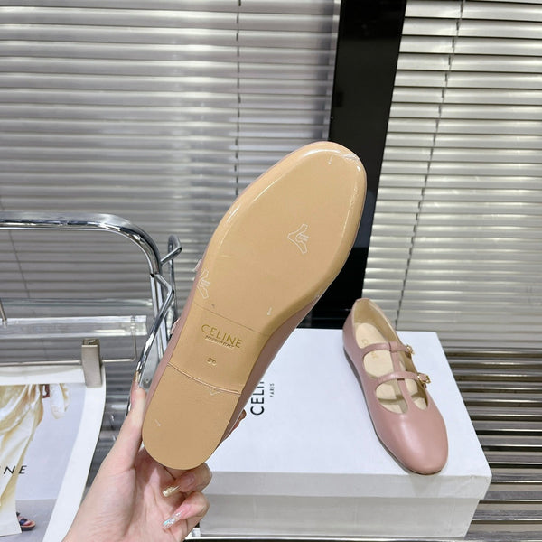 FLAT SANDALS WITH DOUBLE STRAP-DESIGN LEATHER ROSE PINK