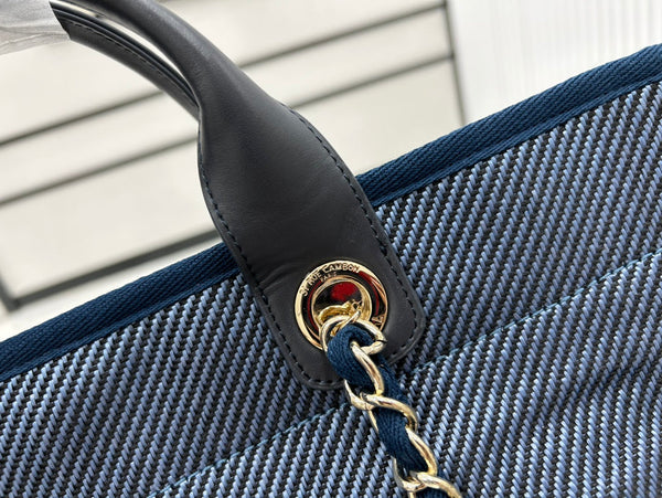 CC Deauville Tweed Bag Black Leather Gold Hardware 23