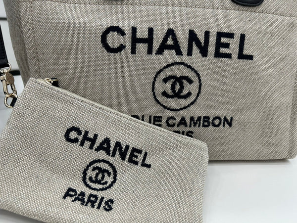 Borsa CC Deauville in tweed 33x26x15,5 cm Pelle nera Hardware dorato 35