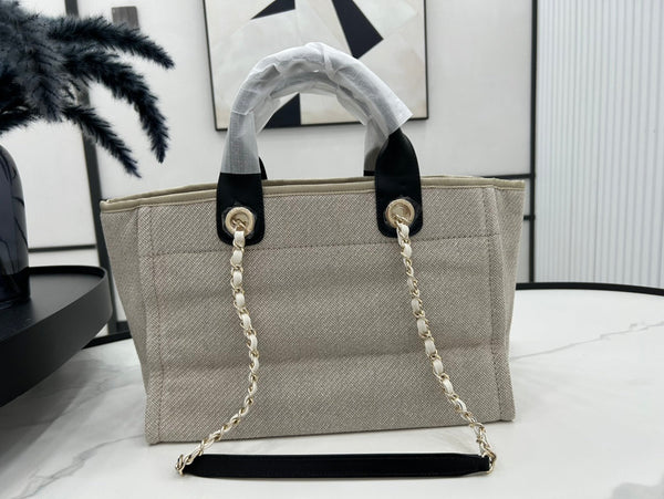 Borsa CC Deauville in tweed 33x26x15,5 cm Pelle nera Hardware dorato 35