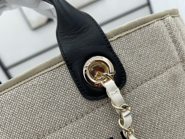 Borsa CC Deauville in tweed 33x26x15,5 cm Pelle nera Hardware dorato 35