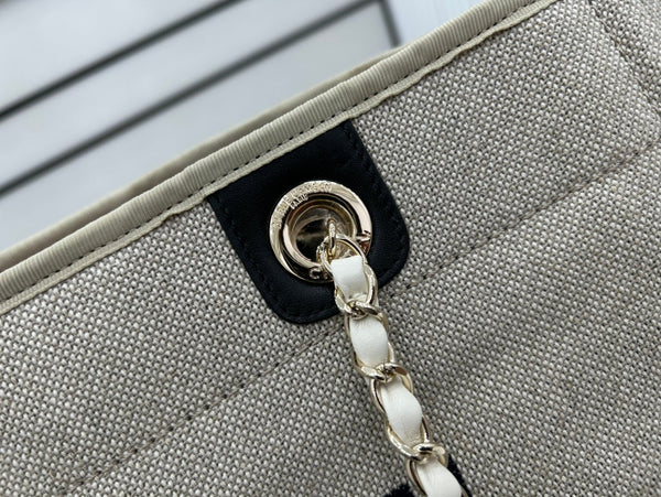 Borsa CC Deauville in tweed 33x24x14,5 cm Pelle nera Hardware dorato 36