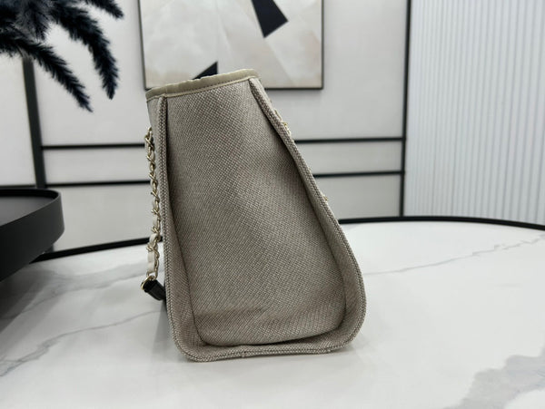 Borsa CC Deauville in tweed 33x24x14,5 cm Pelle nera Hardware dorato 36