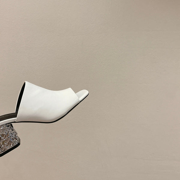 GLAM MULE 60 WHITE LAMBSKIN