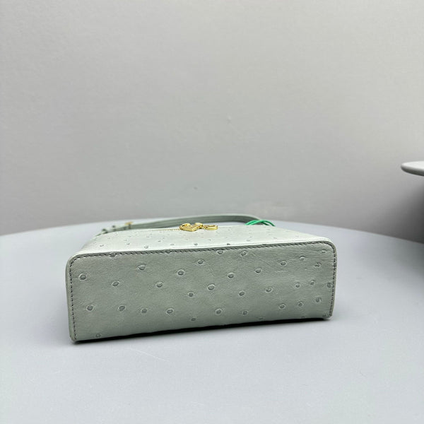 Extra Pocket L19 Sage Ostrich Leather Ghw