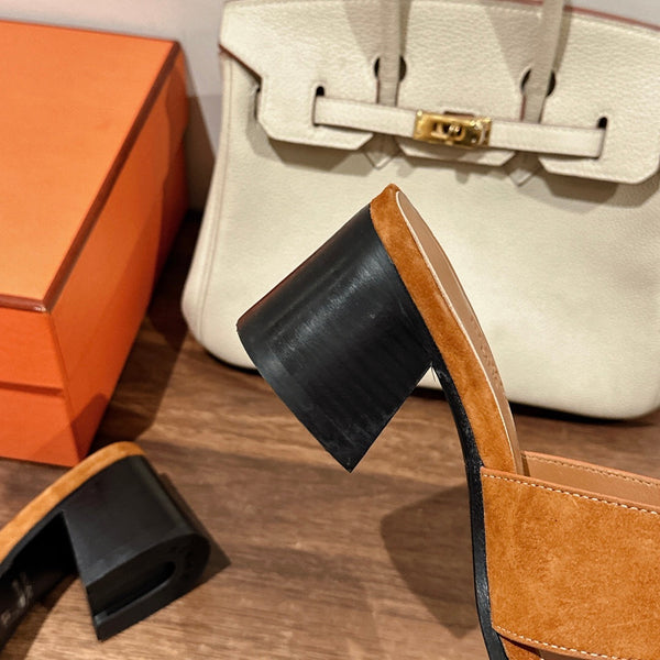 helia 60 gold brown suede calfskin