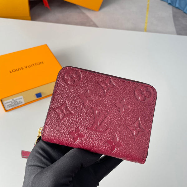 LV M60740 Zippy Coin Purse Burgundy Monogram Empreinte Leather 221609