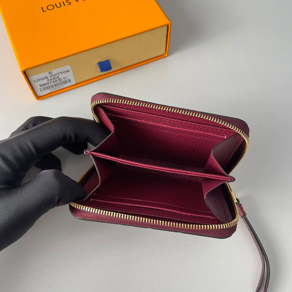 LV M60740 Zippy Coin Purse Burgundy Monogram Empreinte Leather 221609