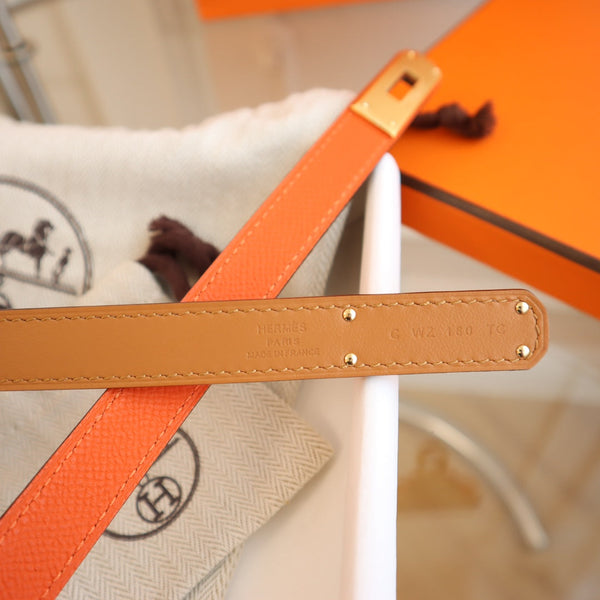 hm kelly belt 18mm orange epsom leather