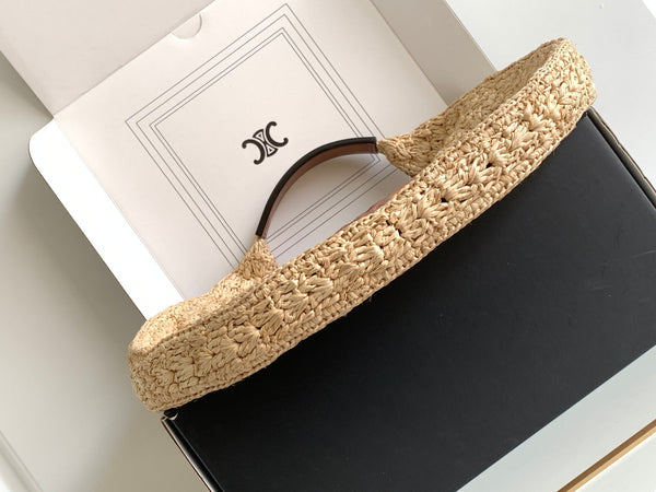 celin classic panier 33cm hobo bag raffia and brown calfskin