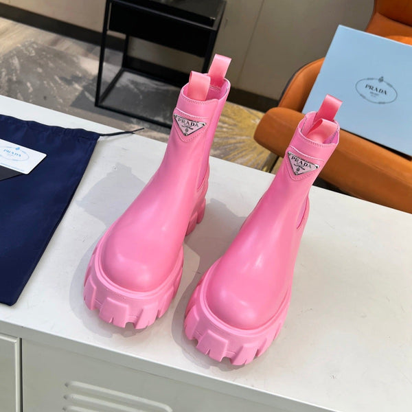 STIVALETTI PRA MONOLITH SPAZZOLATI 55 IN PELLE DI VITELLO ROSA BRILLANTE