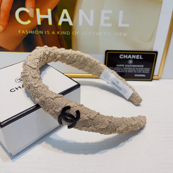 TAN BEIGE WRINKLED FABRIC HAIRBAND 925629