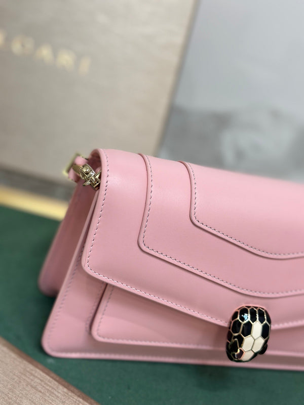 Serpenti Forever East-West Shoulder Bag 22cm Light Pink Cafskin GHW 188494