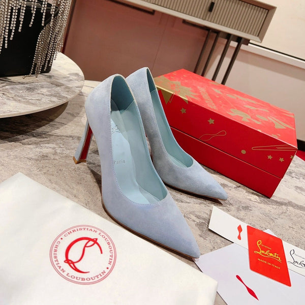 CL Condora Pumps 100mm Suede Leather Blue