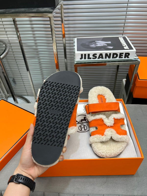 HM Chypre Sandal In Orange Suede And Fleece Lining  953827